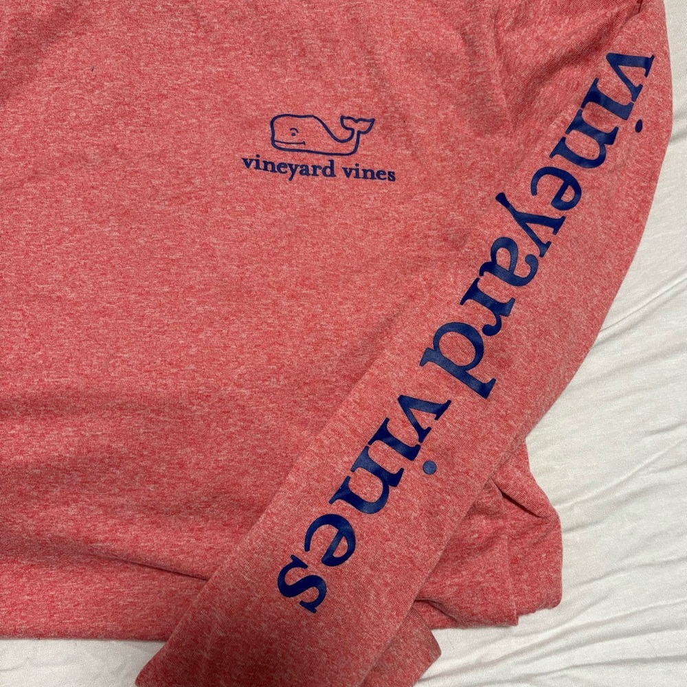 Vineyard Vines Heathered Red Crewneck with Blue Logo